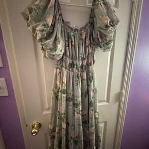 Altar'd State Green Floral Maxi Dress